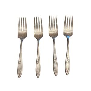 Vintage Lot of 4 Community Plate ADAM 1917 Embellished bowl Salad Forks